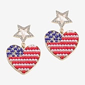 Mixit American Flag Womens Heart Star Drop Earrings