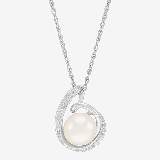 Womens White Cultured Freshwater Pearl Sterling Silver 18 Inch Pendant Necklace