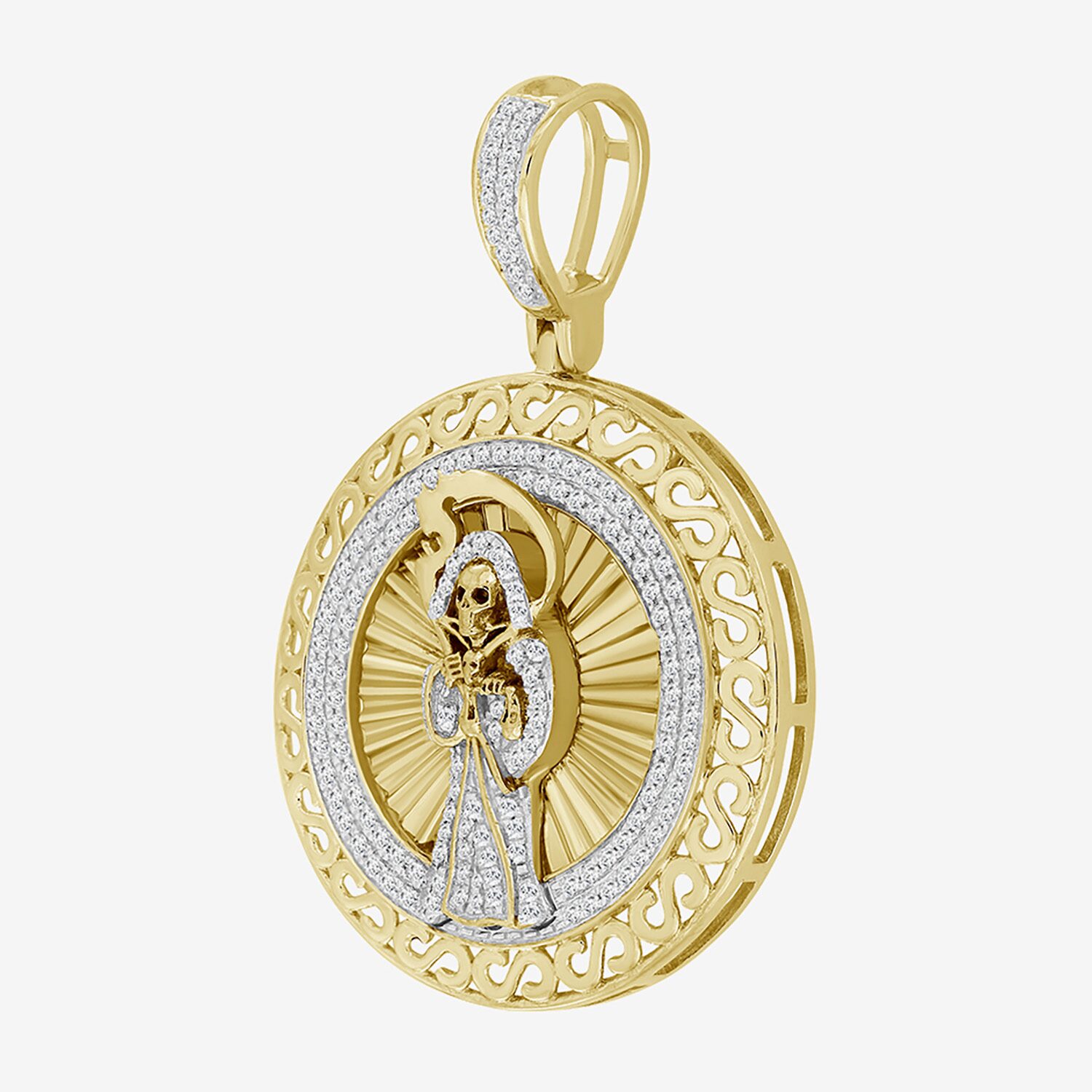 (J / I3) Mens 1/3 CT. T.W. Natural White Diamond 10K Gold Pendant