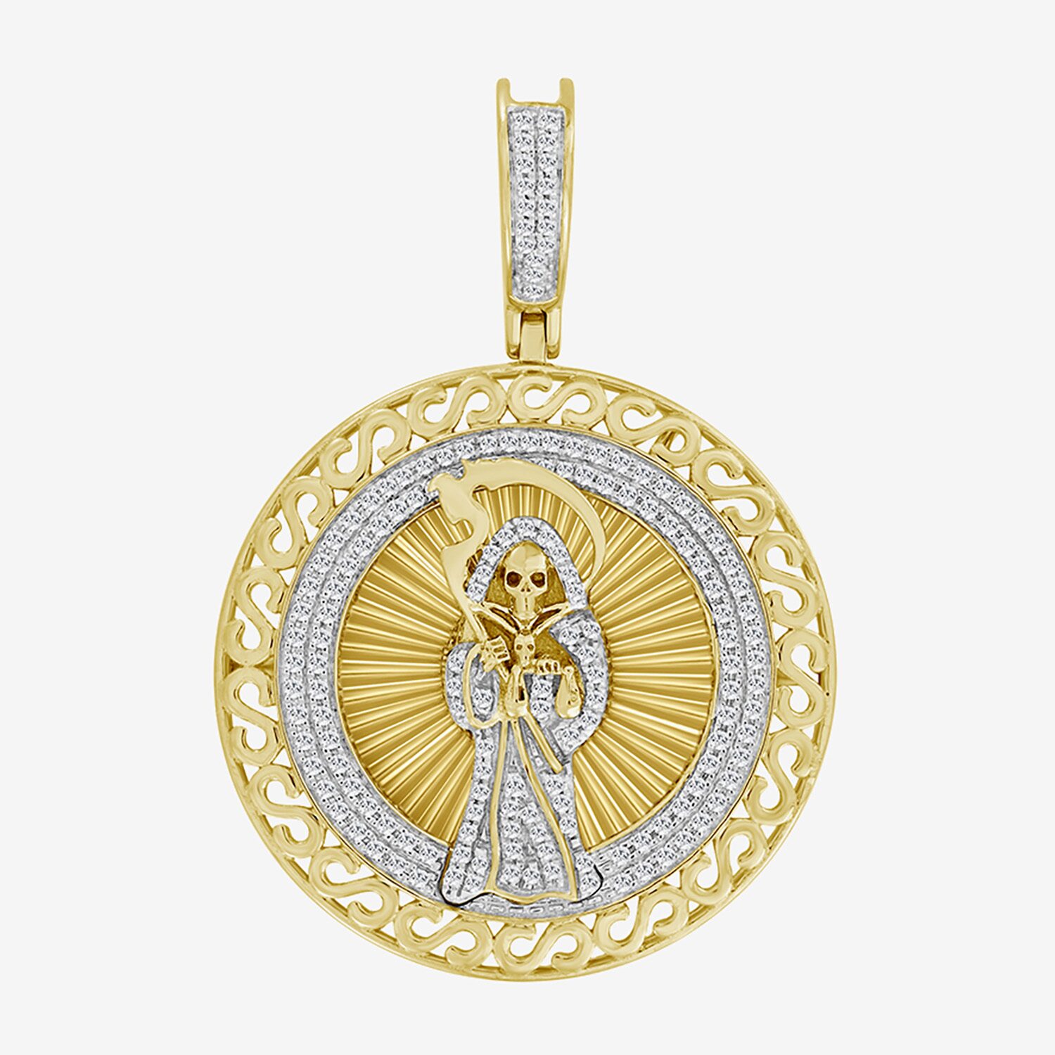 (J / I3) Mens 1/3 CT. T.W. Natural White Diamond 10K Gold Pendant