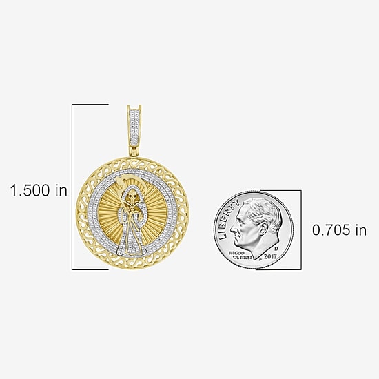 (J / I3) Mens 1/3 CT. T.W. Natural White Diamond 10K Gold Pendant
