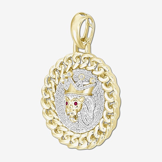(J / I3) Mens 3/8 CT. T.W. Natural White Diamond 10K Gold Pendant