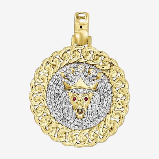 (J / I3) Mens 3/8 CT. T.W. Natural White Diamond 10K Gold Pendant
