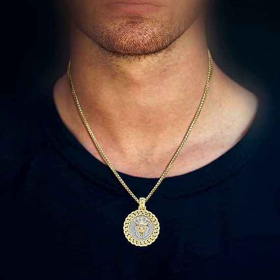 (J / I3) Mens 3/8 CT. T.W. Natural White Diamond 10K Gold Pendant