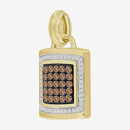 (Brown / I3) Mens 1/2 CT. T.W. Natural Champagne Diamond 10K Gold Pendant