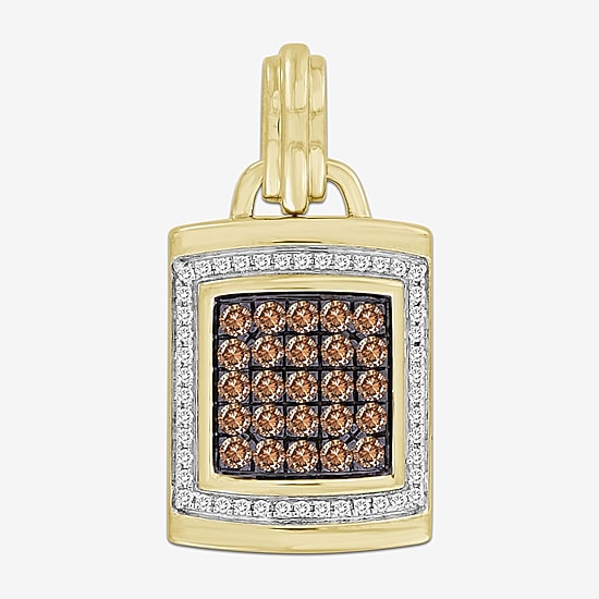 (Brown / I3) Mens 1/2 CT. T.W. Natural Champagne Diamond 10K Gold Pendant
