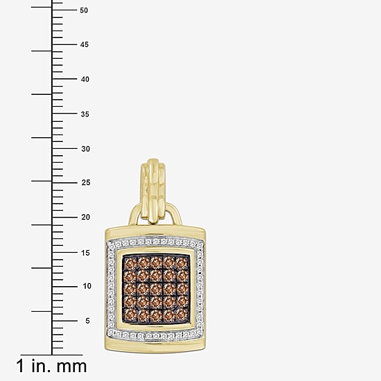 (Brown / I3) Mens 1/2 CT. T.W. Natural Champagne Diamond 10K Gold Pendant