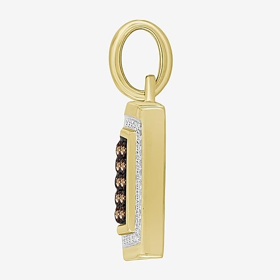 (Brown / I3) Mens 1/2 CT. T.W. Natural Champagne Diamond 10K Gold Pendant