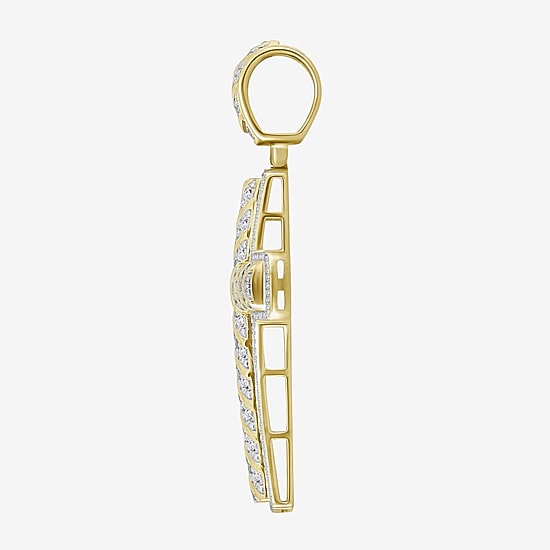 Cross (J / I3) Mens 1 1/2 CT. T.W. Natural White Diamond 10K Gold Cross Pendant