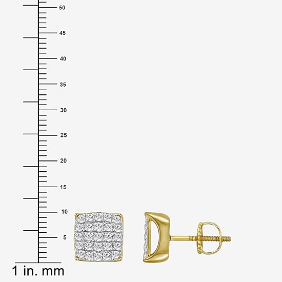 (J / I3) 1 CT. T.W. Natural White Diamond 10K Gold 10mm Stud Earrings