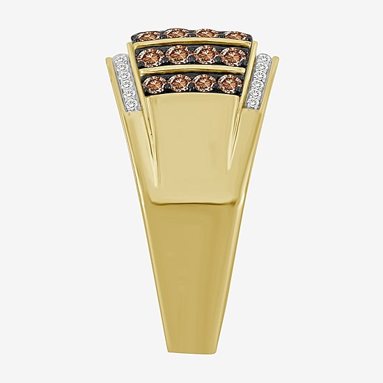 (Brown / I3) Mens 1 CT. T.W. Natural Champagne Diamond 10K Gold Cocktail Ring