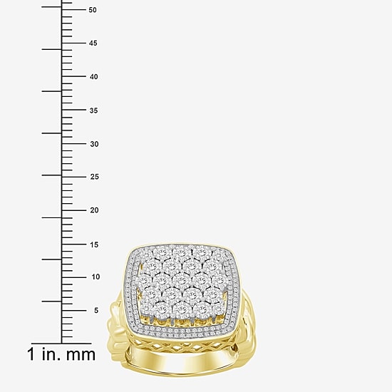 (J / I3) Mens 1 CT. T.W. Natural White Diamond 10K Gold Cushion Cocktail Ring
