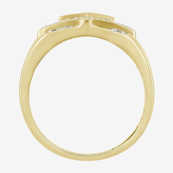 (J / I3) Mens 1/4 CT. T.W. Natural White Diamond 10K Gold Cushion Cocktail Ring