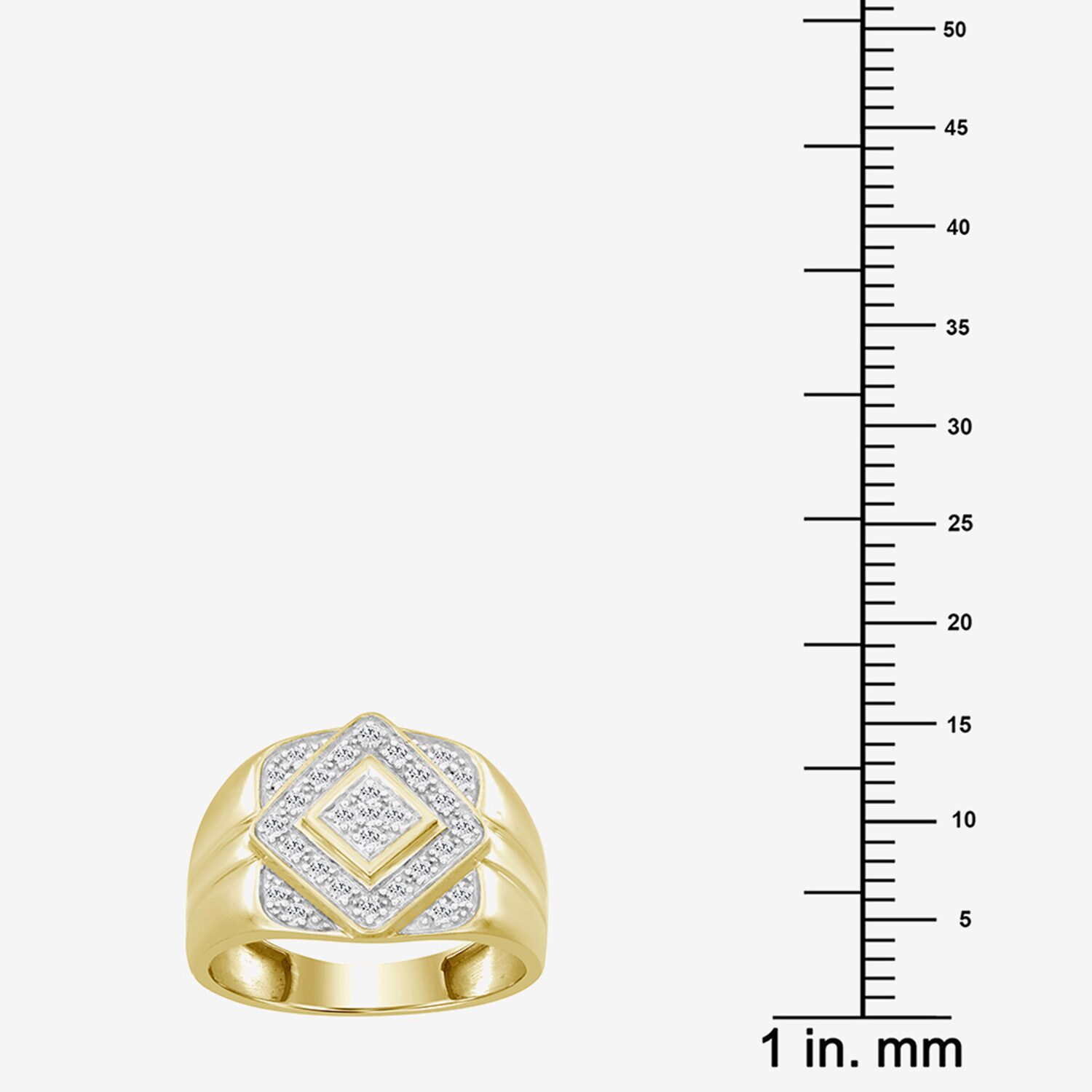 (J / I3) Mens 1/4 CT. T.W. Natural White Diamond 10K Gold Cushion Cocktail Ring