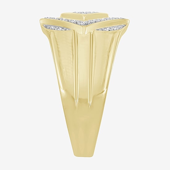 (J / I3) Mens 1/4 CT. T.W. Natural White Diamond 10K Gold Cushion Cocktail Ring