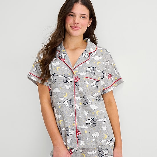Disney Mjc Womens Mickey Mouse Short Sleeve 2-pc. Pajama Set