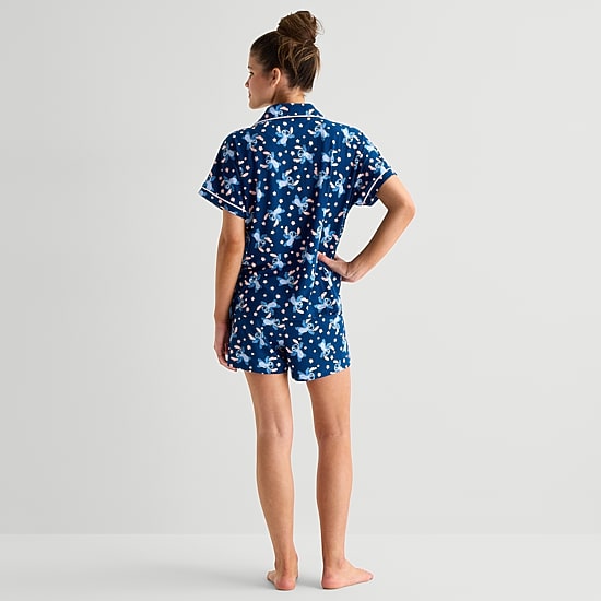 Disney Mjc Womens Lilo & Stitch Short Sleeve 2-pc. Pajama Set