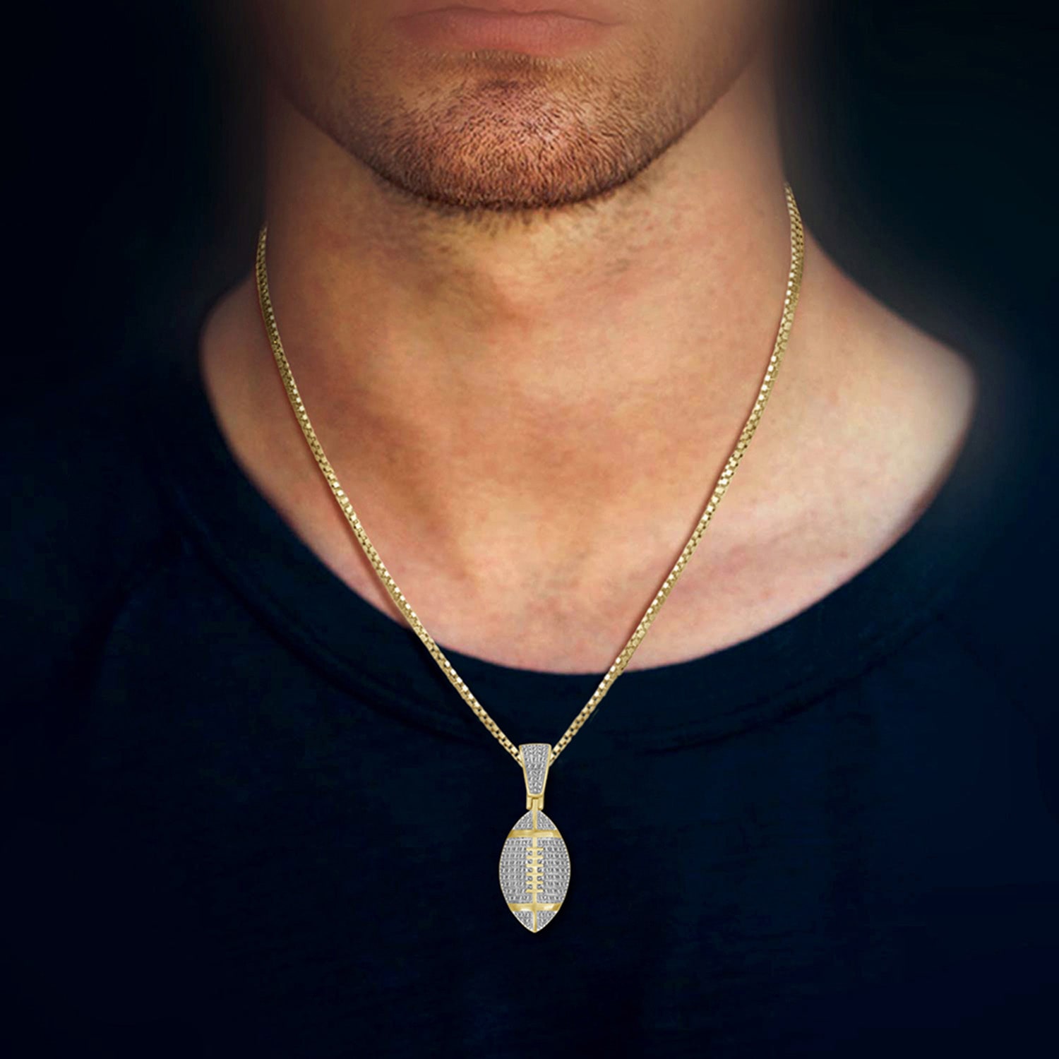 (J / I3) Mens 1/4 CT. T.W. Natural White Diamond 10K Gold Over Silver Pendant