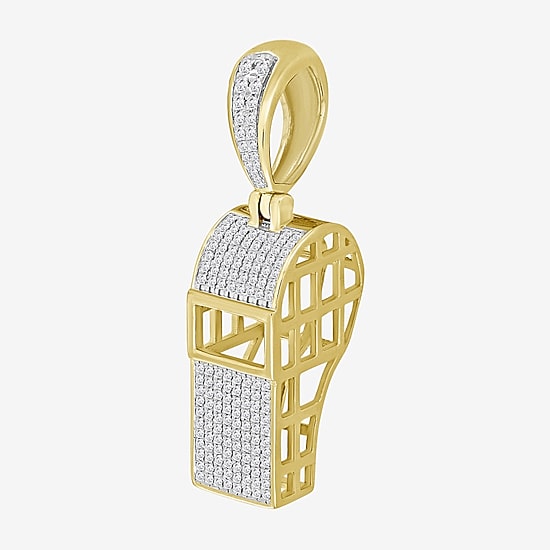 (J / I3) Mens 1/3 CT. T.W. Natural White Diamond 10K Gold Over Silver Pendant