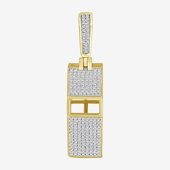 (J / I3) Mens 1/3 CT. T.W. Natural White Diamond 10K Gold Over Silver Pendant