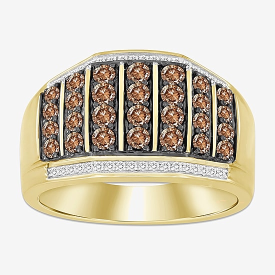 (Brown / I3) Mens 1 CT. T.W. Natural Champagne Diamond 10K Gold Cocktail Ring