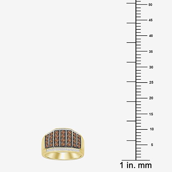 (Brown / I3) Mens 1 CT. T.W. Natural Champagne Diamond 10K Gold Cocktail Ring