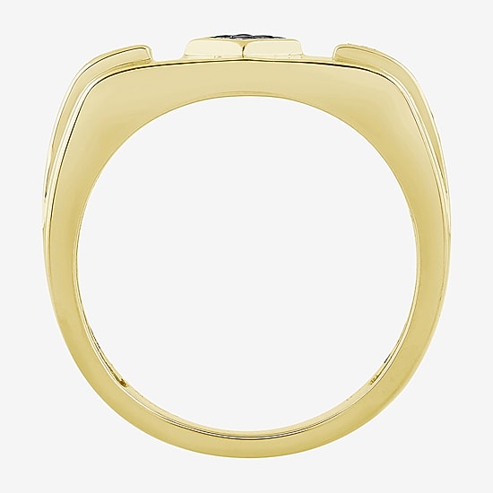 (Black / I3) Mens 1/4 CT. T.W. Natural Black Diamond 10K Gold Band