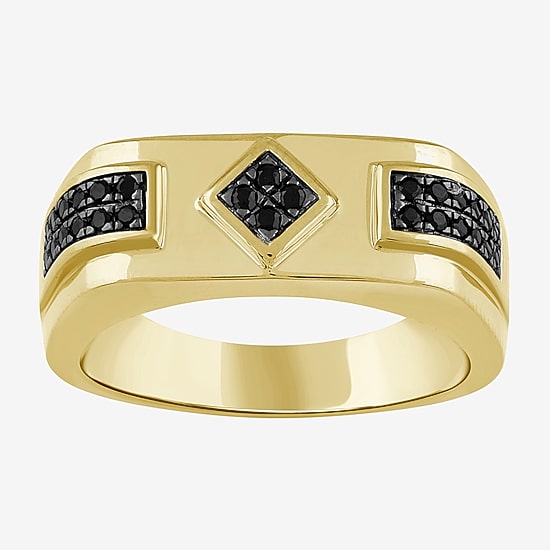 (Black / I3) Mens 1/4 CT. T.W. Natural Black Diamond 10K Gold Band