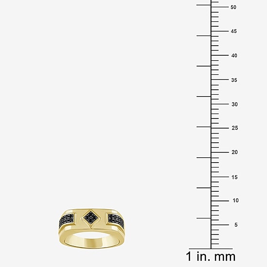 (Black / I3) Mens 1/4 CT. T.W. Natural Black Diamond 10K Gold Band