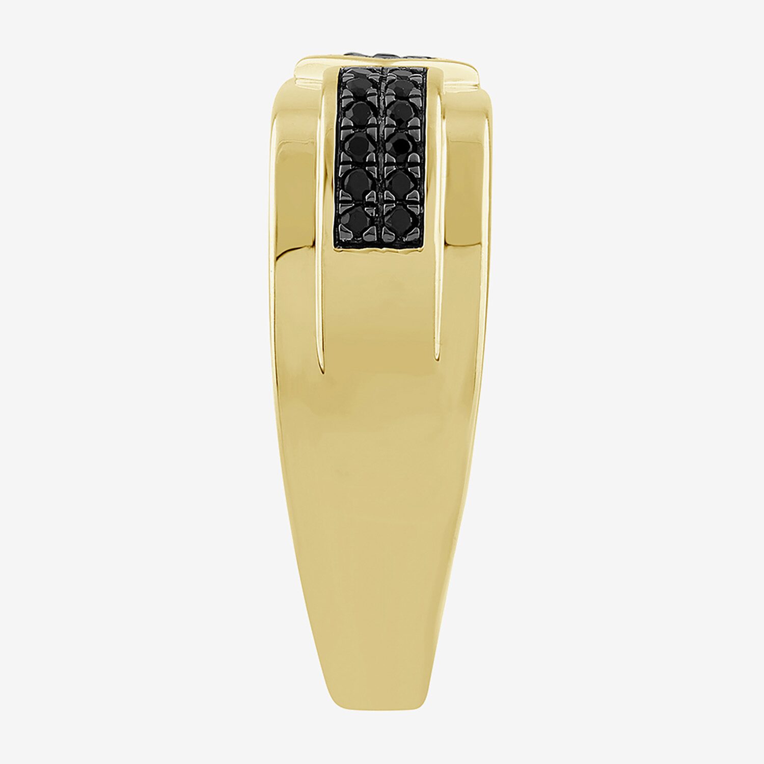 (Black / I3) Mens 1/4 CT. T.W. Natural Black Diamond 10K Gold Band