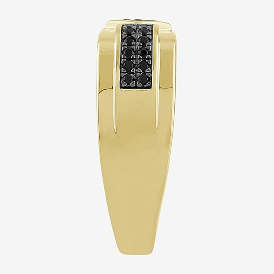 (Black / I3) Mens 1/4 CT. T.W. Natural Black Diamond 10K Gold Band