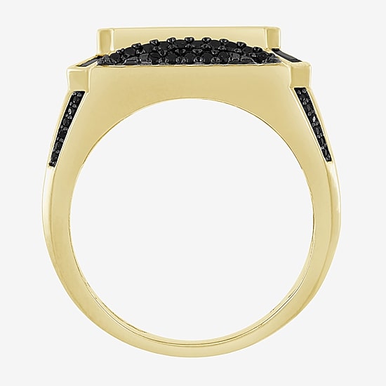 (Black / I3) Mens 1 CT. T.W. Natural Black Diamond 10K Gold Cocktail Ring