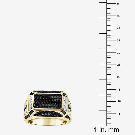 (Black / I3) Mens 1 CT. T.W. Natural Black Diamond 10K Gold Cocktail Ring