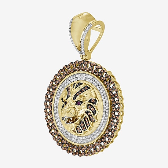 (Brown / I3) Mens 1 1/4 CT. T.W. Natural Champagne Diamond 10K Gold Pendant