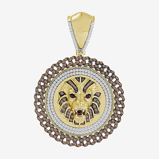 (Brown / I3) Mens 1 1/4 CT. T.W. Natural Champagne Diamond 10K Gold Pendant
