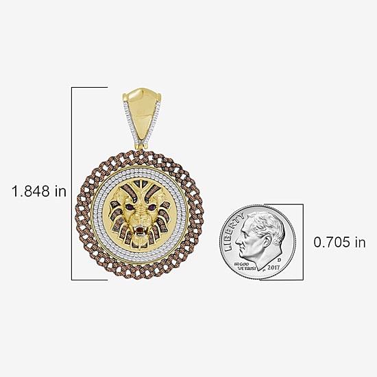(Brown / I3) Mens 1 1/4 CT. T.W. Natural Champagne Diamond 10K Gold Pendant