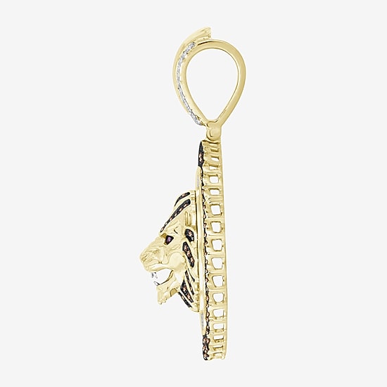 (Brown / I3) Mens 1 1/4 CT. T.W. Natural Champagne Diamond 10K Gold Pendant
