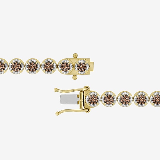 (Brown / I3) Mens 2 1/2 CT. T.W. Natural Champagne Diamond 10K Gold Tennis Bracelet