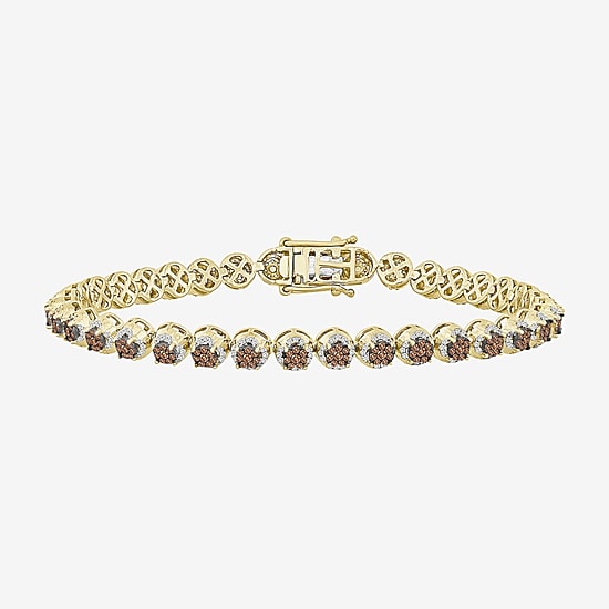 (Brown / I3) Mens 2 1/2 CT. T.W. Natural Champagne Diamond 10K Gold Tennis Bracelet