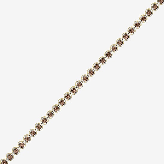 (Brown / I3) Mens 2 1/2 CT. T.W. Natural Champagne Diamond 10K Gold Tennis Bracelet