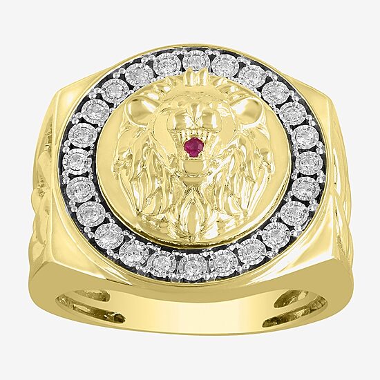 (J / I3) Mens 1/4 CT. T.W. Natural White Diamond 10K Gold Cocktail Ring