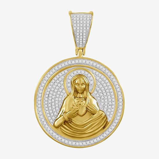 (J / I3) Mens 1/2 CT. T.W. Natural White Diamond 10K Gold Pendant