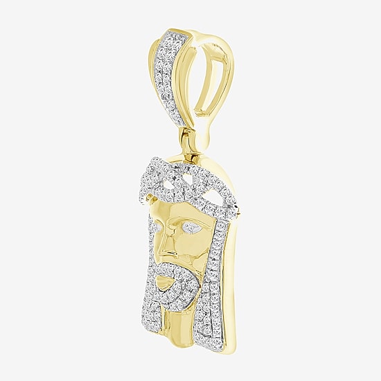 (J / I3) Mens 1/3 CT. T.W. Natural White Diamond 10K Gold Pendant