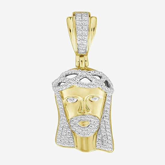 (J / I3) Mens 1/3 CT. T.W. Natural White Diamond 10K Gold Pendant