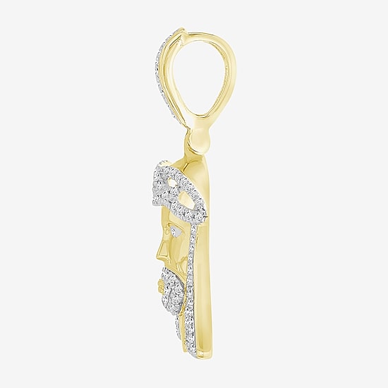 (J / I3) Mens 1/3 CT. T.W. Natural White Diamond 10K Gold Pendant