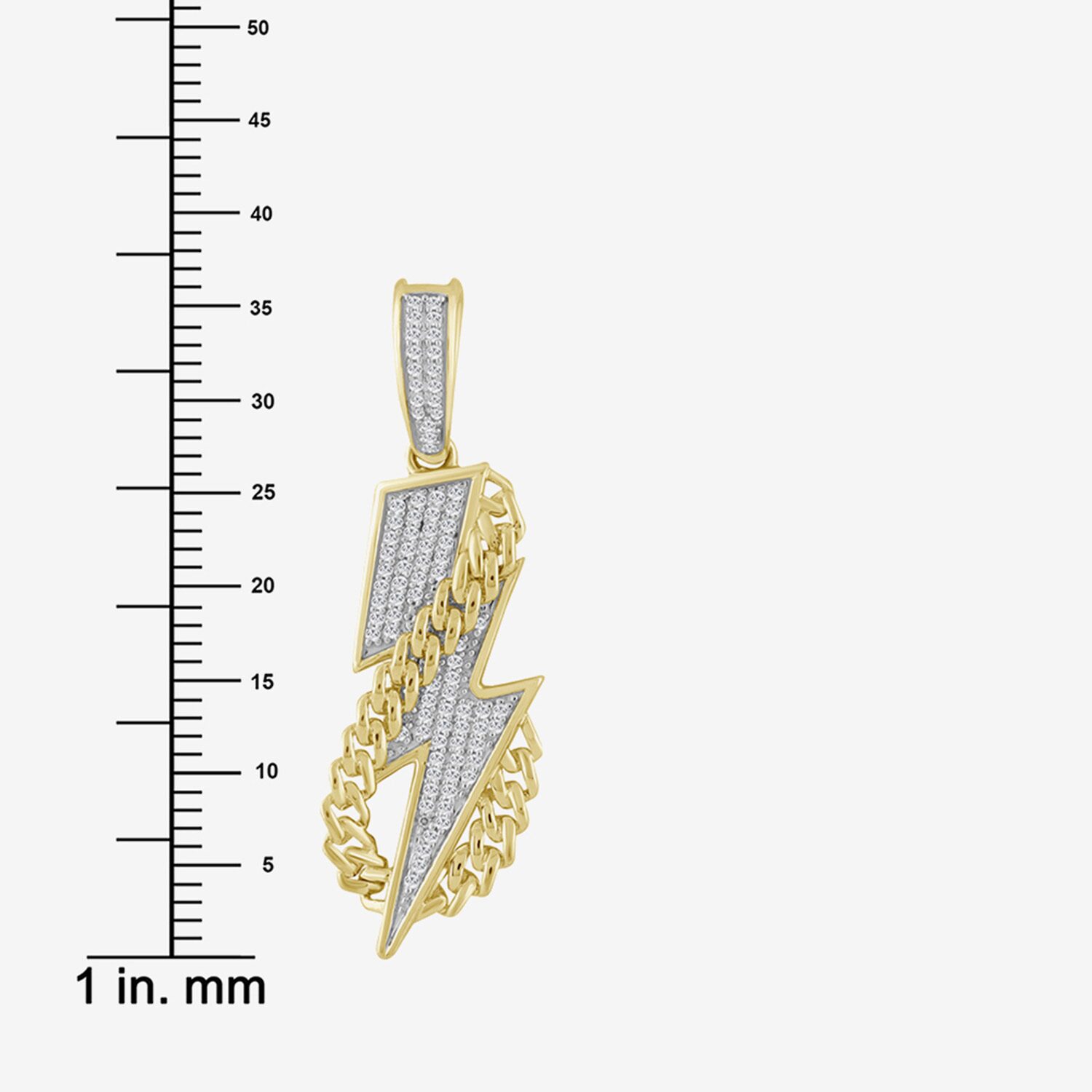 (J / I3) Mens 1/6 CT. T.W. Natural White Diamond 10K Gold LIghtning Bolt Pendant