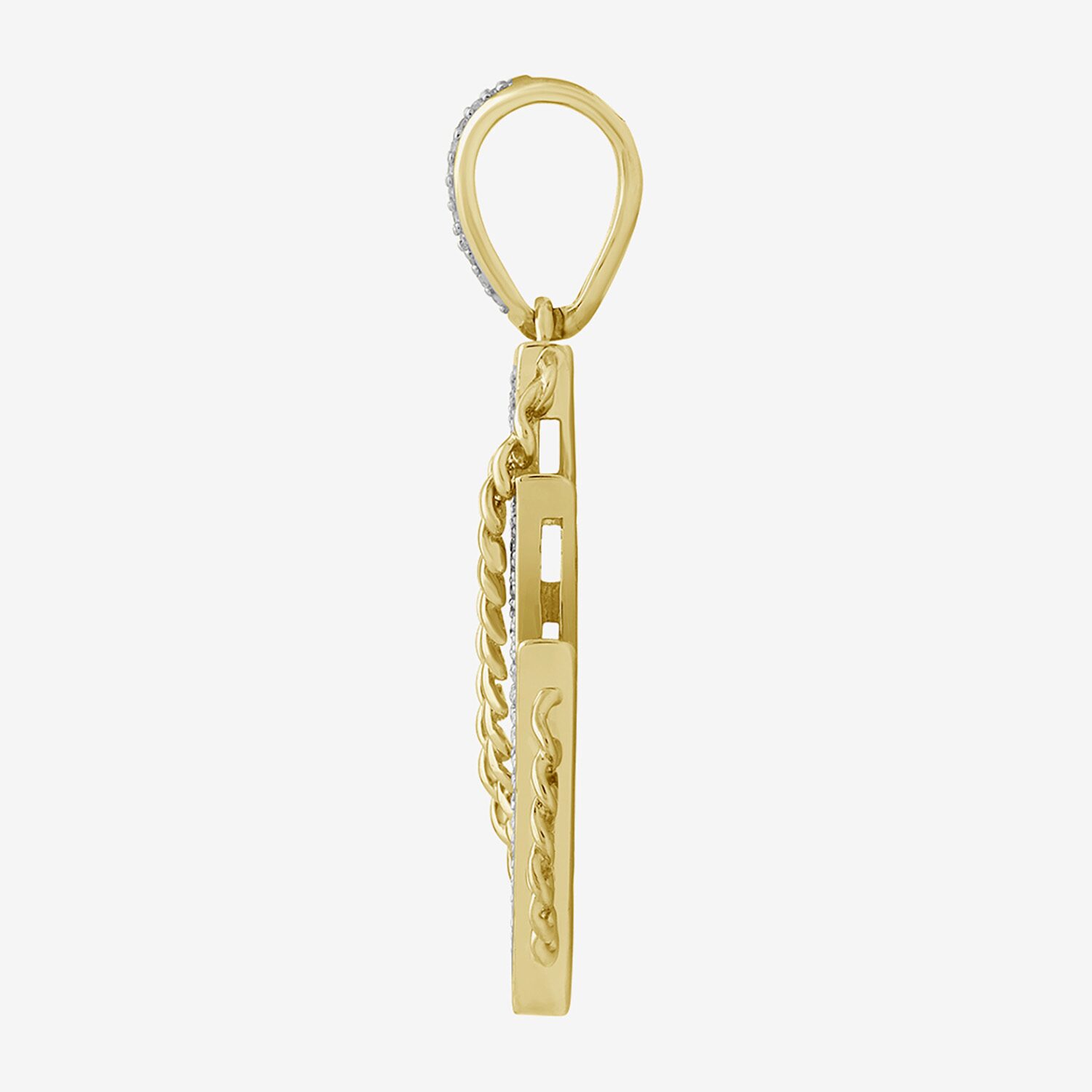 (J / I3) Mens 1/6 CT. T.W. Natural White Diamond 10K Gold LIghtning Bolt Pendant
