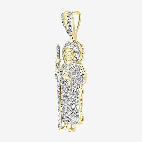 (J / I3) Mens 1/2 CT. T.W. Natural White Diamond 10K Gold Pendant
