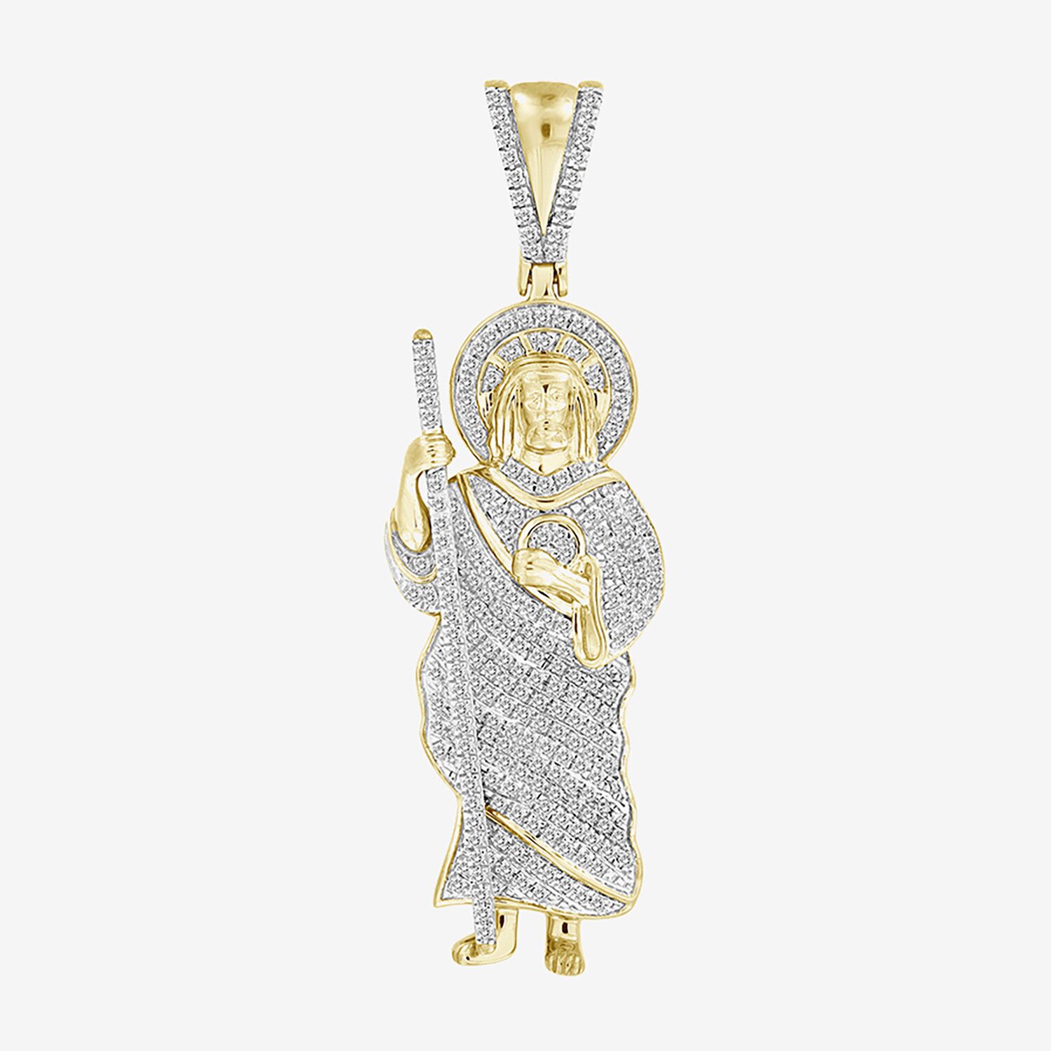 (J / I3) Mens 1/2 CT. T.W. Natural White Diamond 10K Gold Pendant