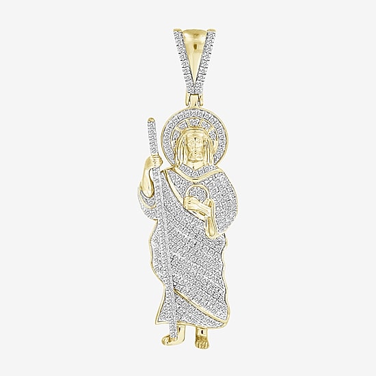 (J / I3) Mens 1/2 CT. T.W. Natural White Diamond 10K Gold Pendant